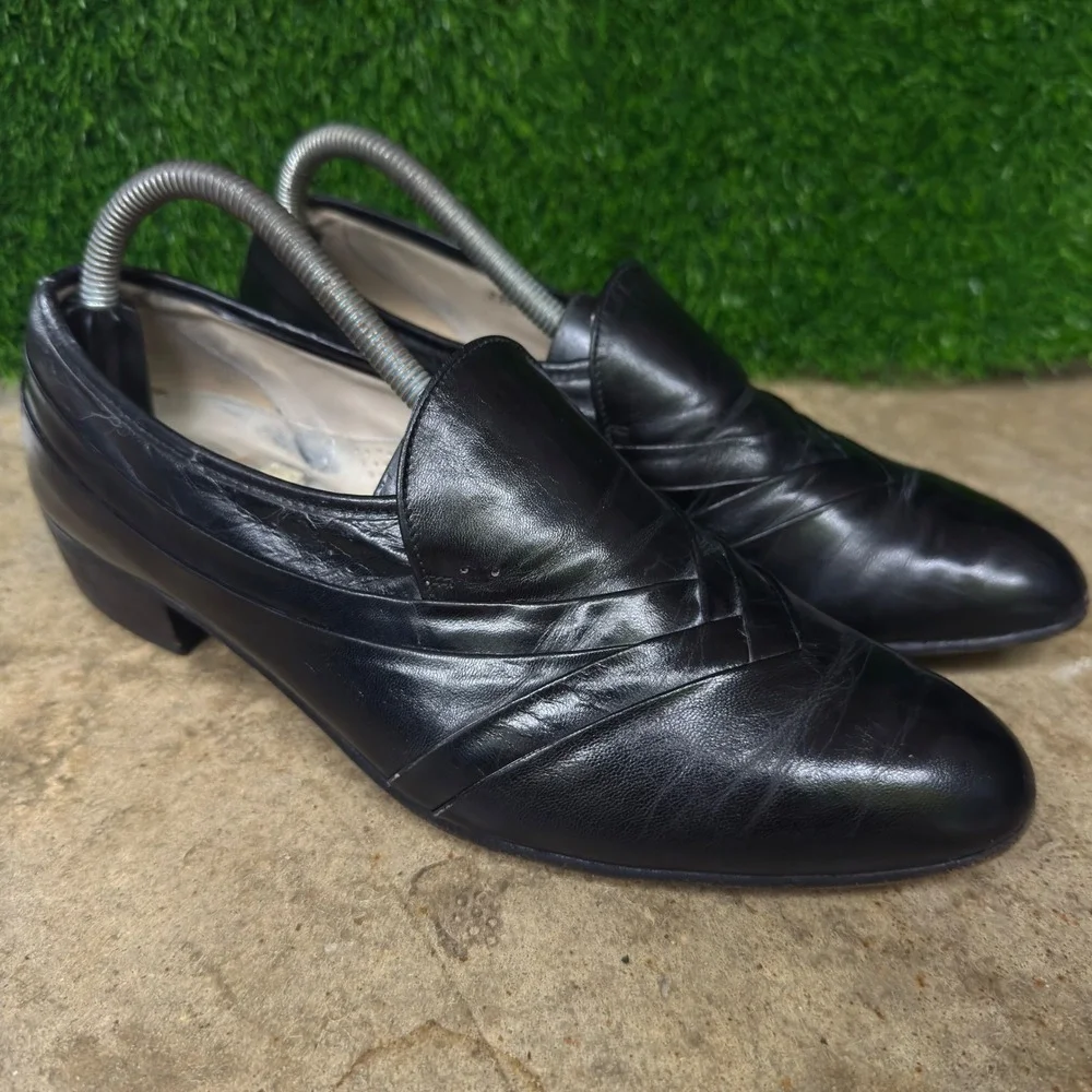 Vintage 90s Stacy Adams Leather Loafers Dress Shoes Black Size 8